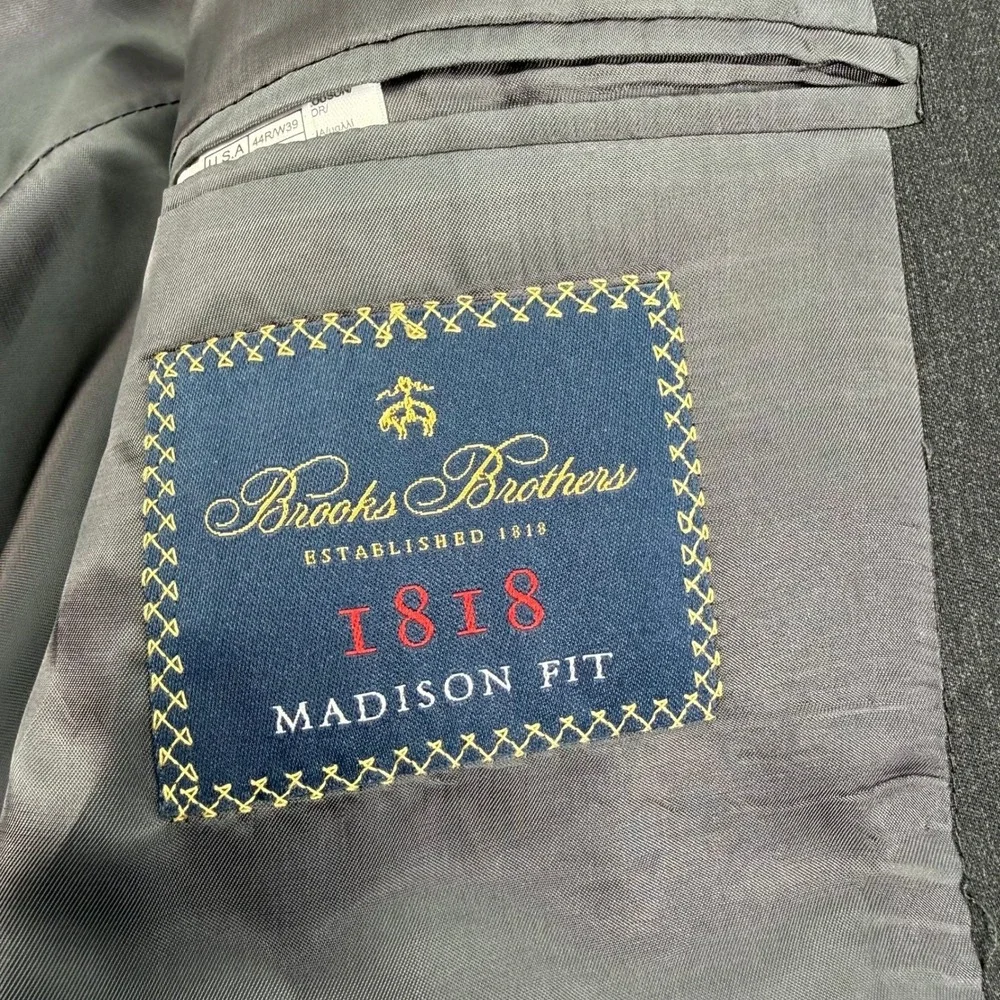 Brooks Brothers 1818 Madison Estrato Suit Mens 44R (Pants‎ 38x24) Wool Blazer
